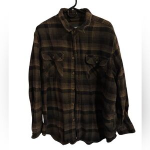 Vintage Outdoor Life Brown & Tan Flannel Plaid Shirt Mens XL